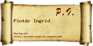 Pintér Ingrid névjegykártya
